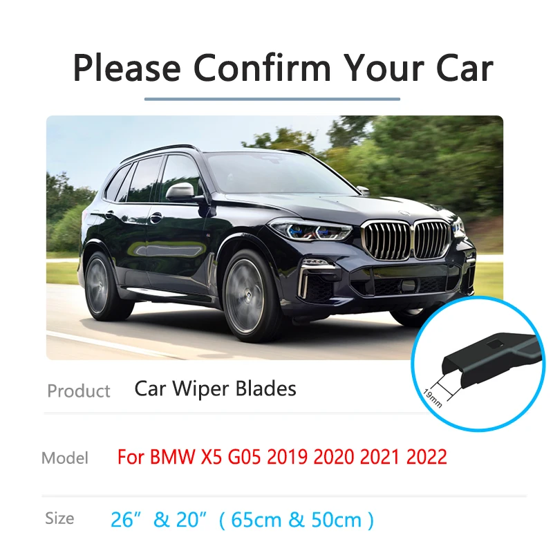 2x For BMW X5 G05 2019 2020 2021 2022 Car Front Window Wiper Cover Gloss Blades Brushes 26\