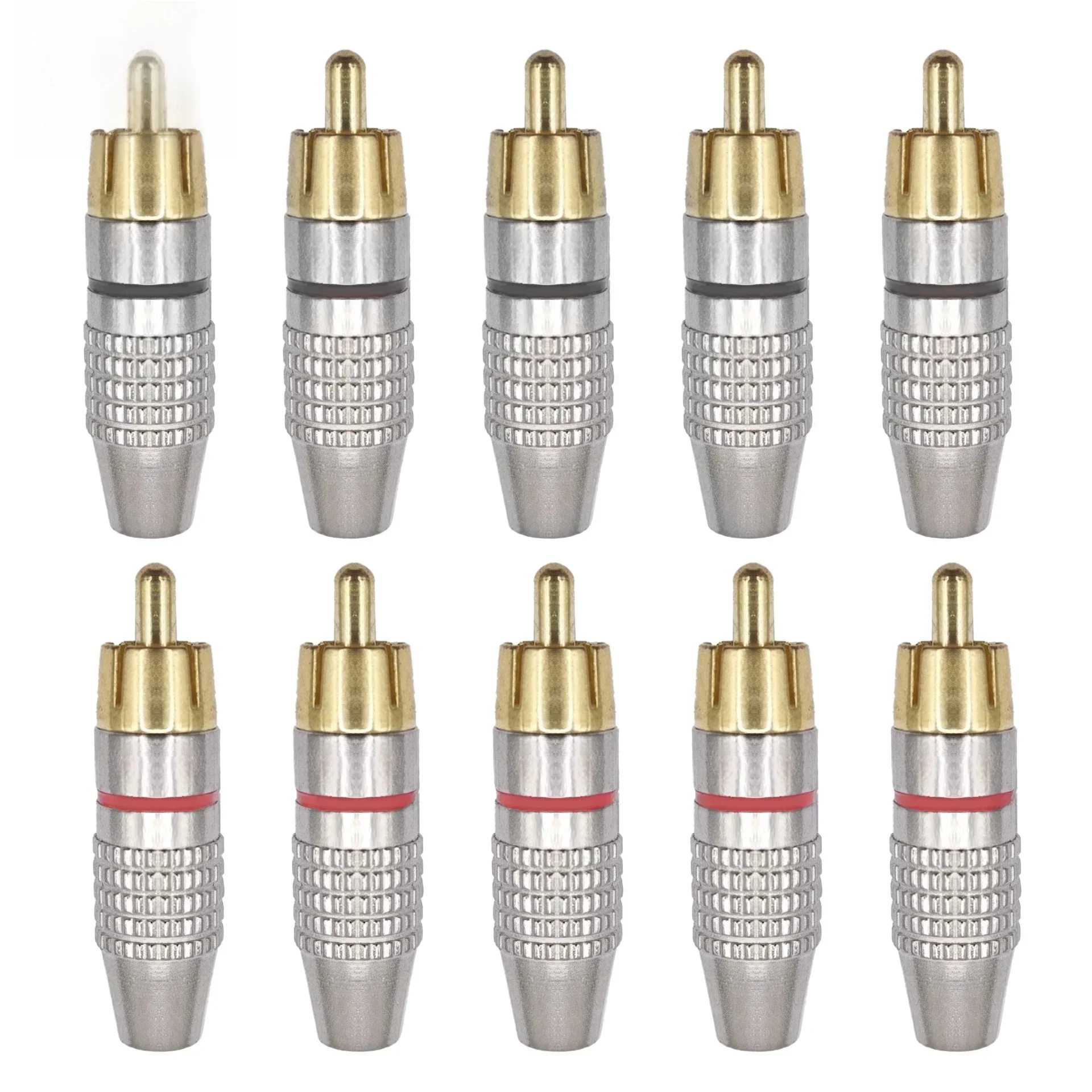 Connecteurs RCA plaqués or, 10 pièces, verrouillage, Anti-oxydation, Signal Hi-Fi, sans soudure pour Home cinéma/Audio professionnel