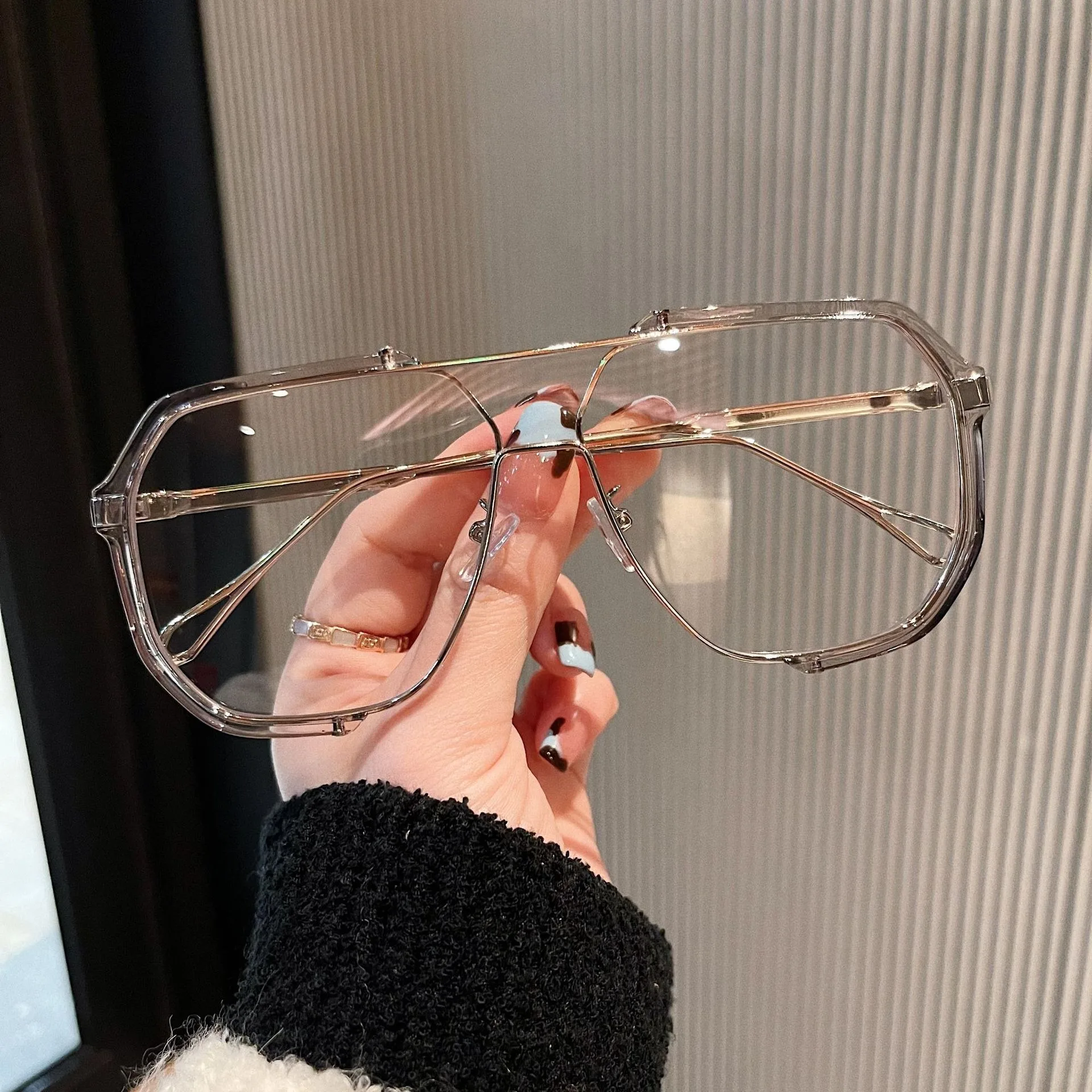 Übergroße Sonnenbrille Frauen Neue Einzigartige Einteilige Mode Sonnenbrillen für Männer UV400 Punk Gläser Trend Weibliche Brillen UV400 – Detail 14