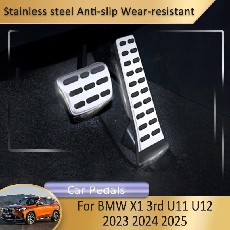 For BMW X1 MK3 3rd U11 U12 2023 2024 2025 Car Interior Accessories Stainless Steel Car Pedals Gas Brake Pedal Covers No Drilling