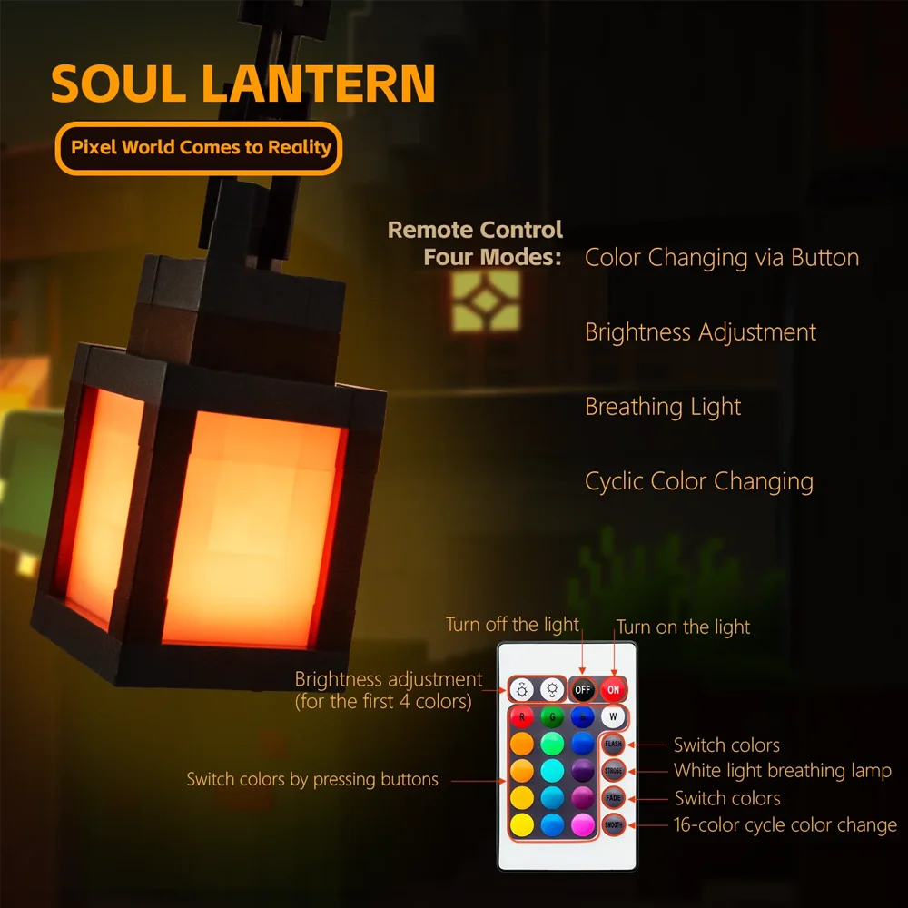 DIY Innendekor Pixel-Stil Nachtlicht Tragbare Tischlampe Desktop-Dekoration 16 Farben Laternenfest Atmosphärenlicht ZUHAUSE
