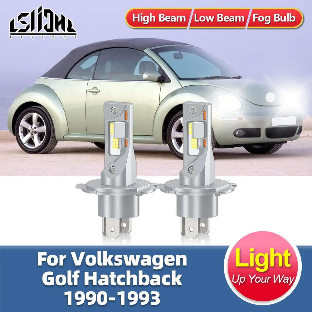 

2x For Volkswagen VW Golf Hatchback 1990-1993 Car Front Headlight Bulbs 30000LM Hi/Lo Beam LED Headlamps Fanless Wireless Lights