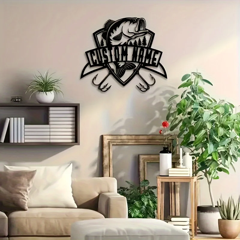 

Custom Name Fishing Sign, Bohemian Style, Decorative Farmhouse Wall Hanging Suitable for Courtyards&Porches, Unique present Idea