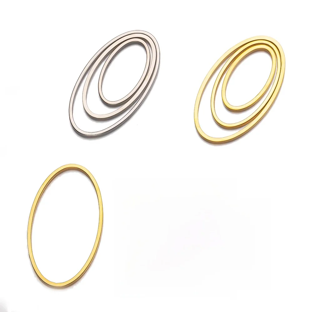 10 sztuk ze stali nierdzewnej nie blakną owalne wisiorki wisiorki złącza pusta ramka Bezel DIY naszyjniki kolczyki akcesoria do wyrobu biżuterii — zdjęcie 2