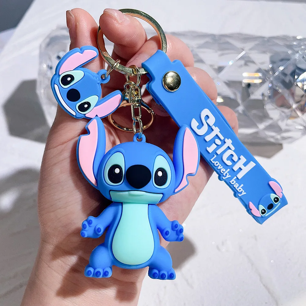 New Anime Disney Keychain Cartoon Mickey Mouse Minnie Lilo & Stitch Cute Doll Keyring Ornament Key Chain Pendant Kids Toys Gifts