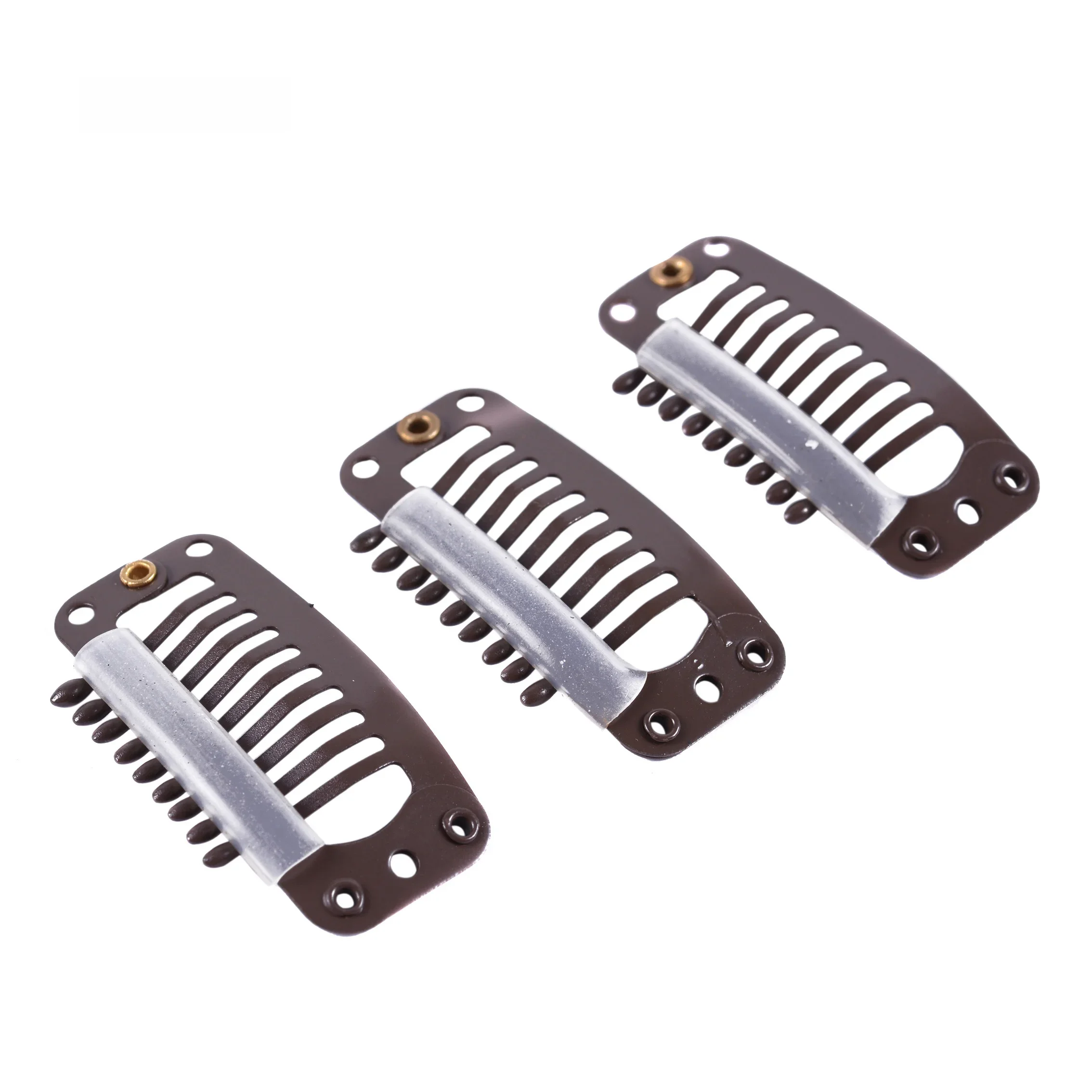 100 sztuk 32mm 9-zębnych klipsów do przedłużania włosów Metalowe klipsy z silikonowym grzbietem do klipsów do przedłużania ludzkich włosów Klipsy do grzebienia do peruk — zdjęcie 2