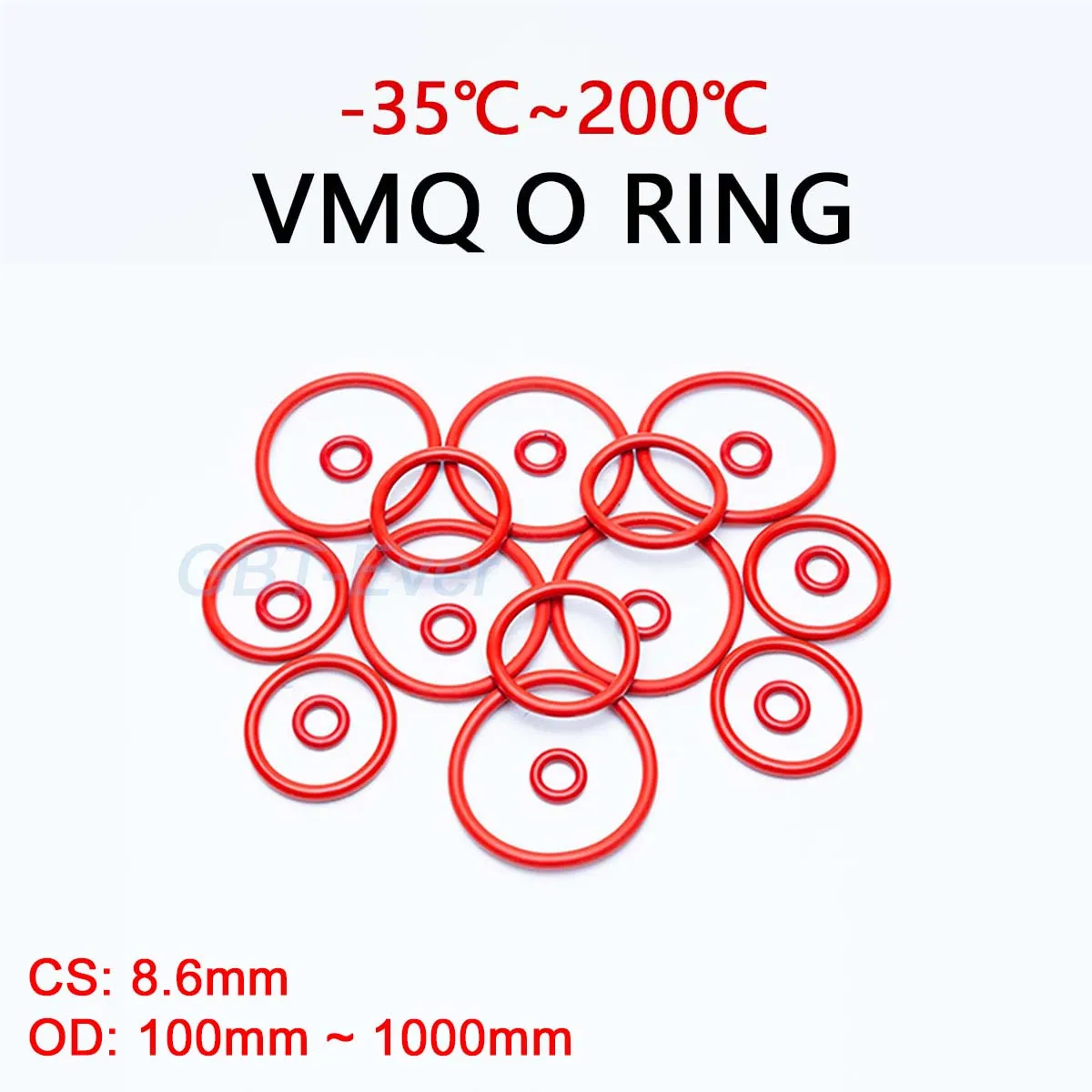 

VMQ Red Silicone O-Ring Gasket CS 8.6mm OD 100mm~1000mm Silicon O Ring Washer Food Grade Sealing Ring Waterproof&Insulated