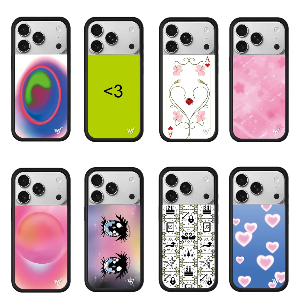 Wildflower INS الفراولة XCX جوز الهند جراب هاتف ل 17 16 15 14 13 12 برو ماكس زائد 16 15 برو ثلاثية الأبعاد WF الحب منقوشة الأحمر الخوخ غطاء #1