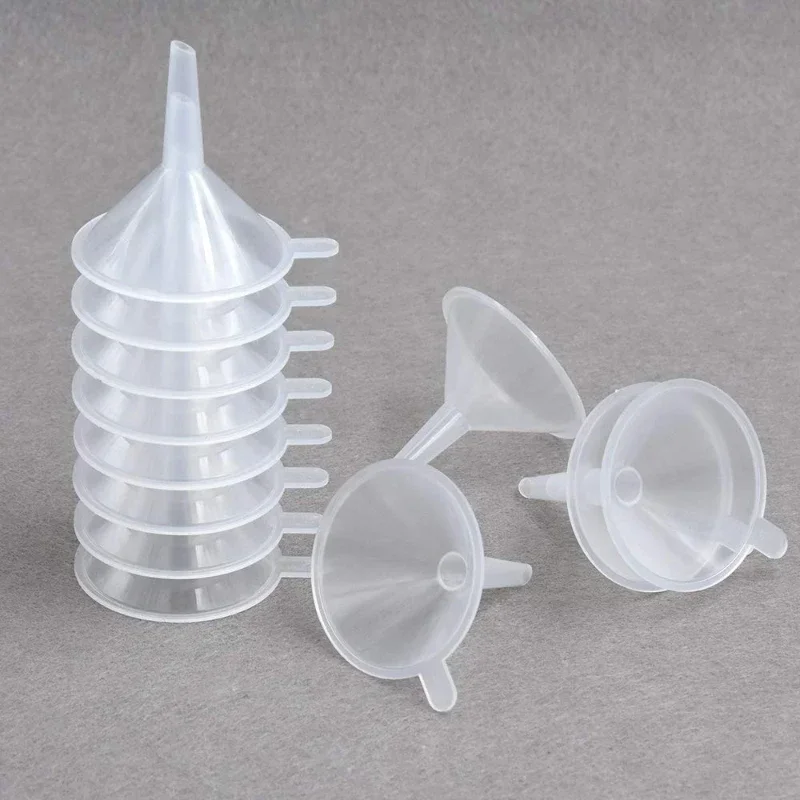 Mini entonnoirs en plastique, petit costume pour bouteilles d'huile essentielle, Tube vide de brillant à lèvres, parfum, 10 pièces