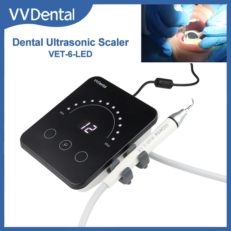 VVDental Ultraschall-Zahnsteinentferner mit LED-Licht-Handstück zur Entfernung von Zahnbelag und Zahnstein, Mundpflege, Zahnaufhellung, Zahnreiniger für Zahnärzte