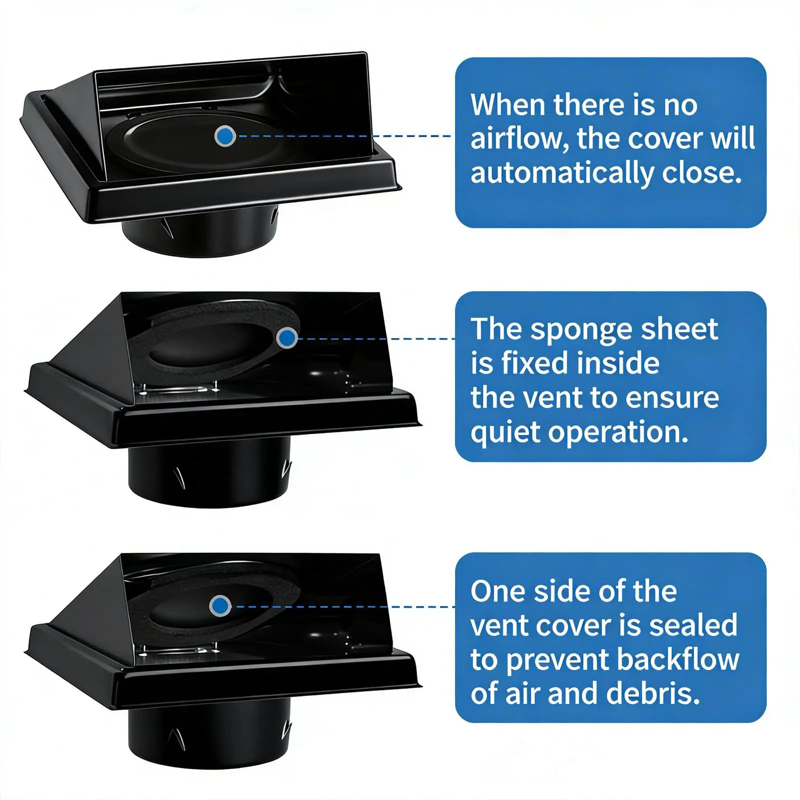 

4" Outdoor Dryer Vent Cover Wall Vent Hood with Sealing Gasket Grille Exhaust Fan Cover for Home and Commercial Use Kitchen