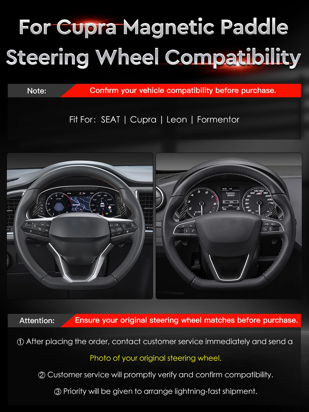 Carbon Fiber Magnetic Paddle Shifters For Seat Leon Cupra Formentor Leon ST