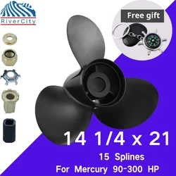 Boat Propeller 14 1/4x21 For Mercury 90hp 100hp 115hp 125hp Outboard Screw Boat Motor Aluminum Propeller 3 Blade 15 Spline
