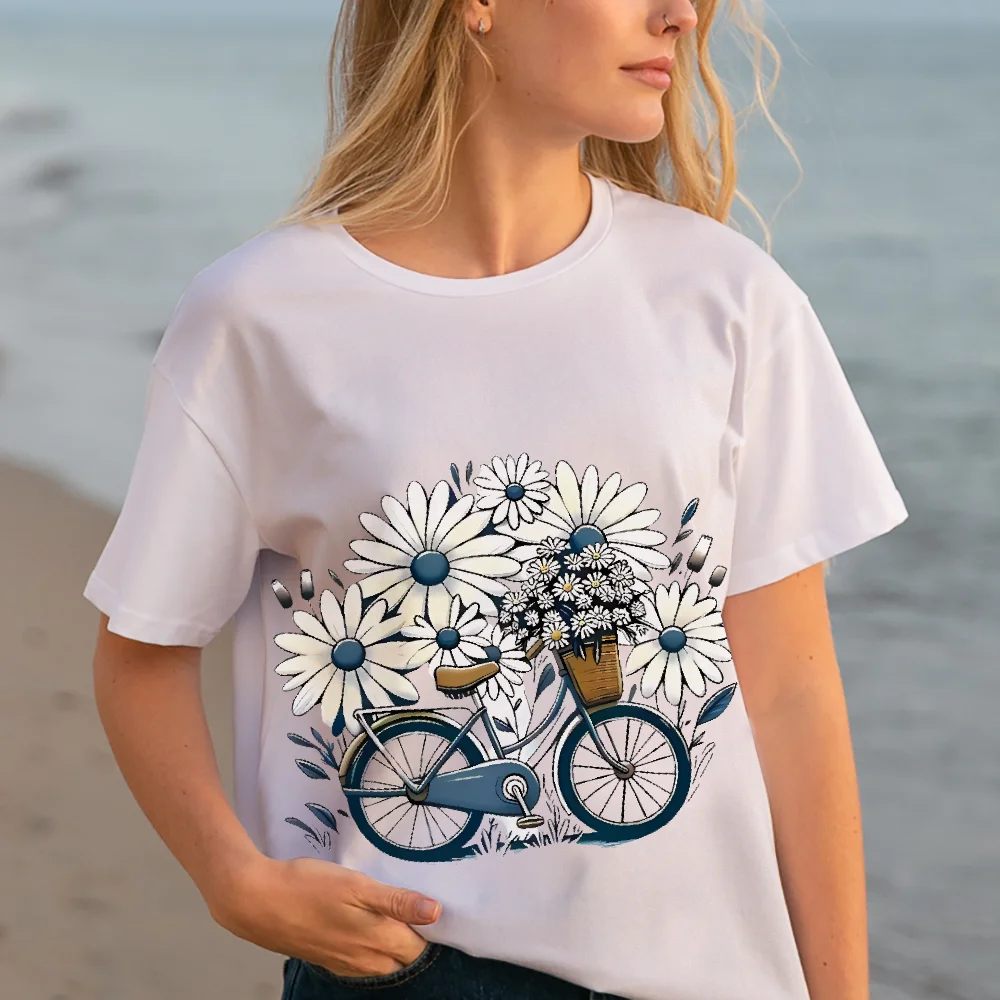 Neck Short Sleeve Casual Women's Vintage Floral Floral Pattern Round Top Ladies T-Shirts Print T-Shirt Beige Colorful