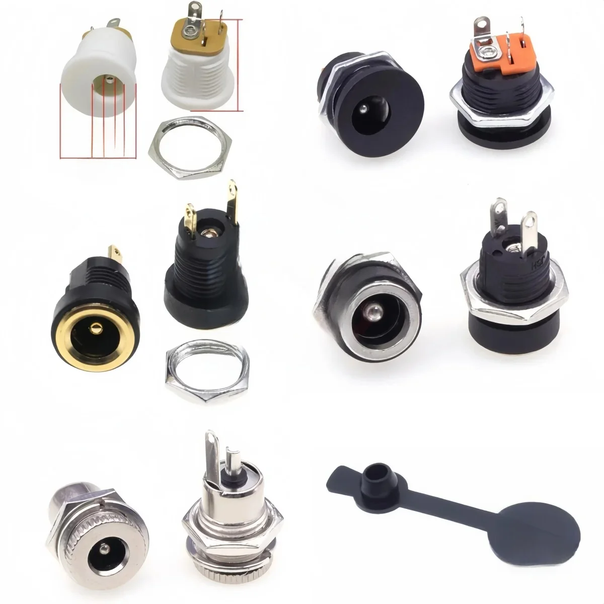 10 SZT. Złącze zasilania DC-022, żeńskie gniazdo zasilania DC z wodoodporną osłonką, rozmiary 5.5x2.1mm 5.5x2.5mm 3.5x1.3mm do gniazda DC — zdjęcie 2