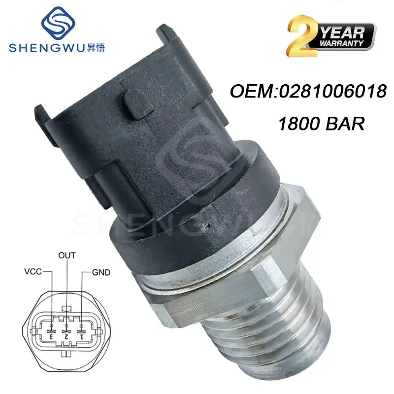 

0281006018 Fuel Rail Pressure Sensor 1800Bar For Ford Ranger PJ PK Everest Mazda BT-50 UN CD 2.5 3.0 CDVi TDCi Diesel WE01-13-GC
