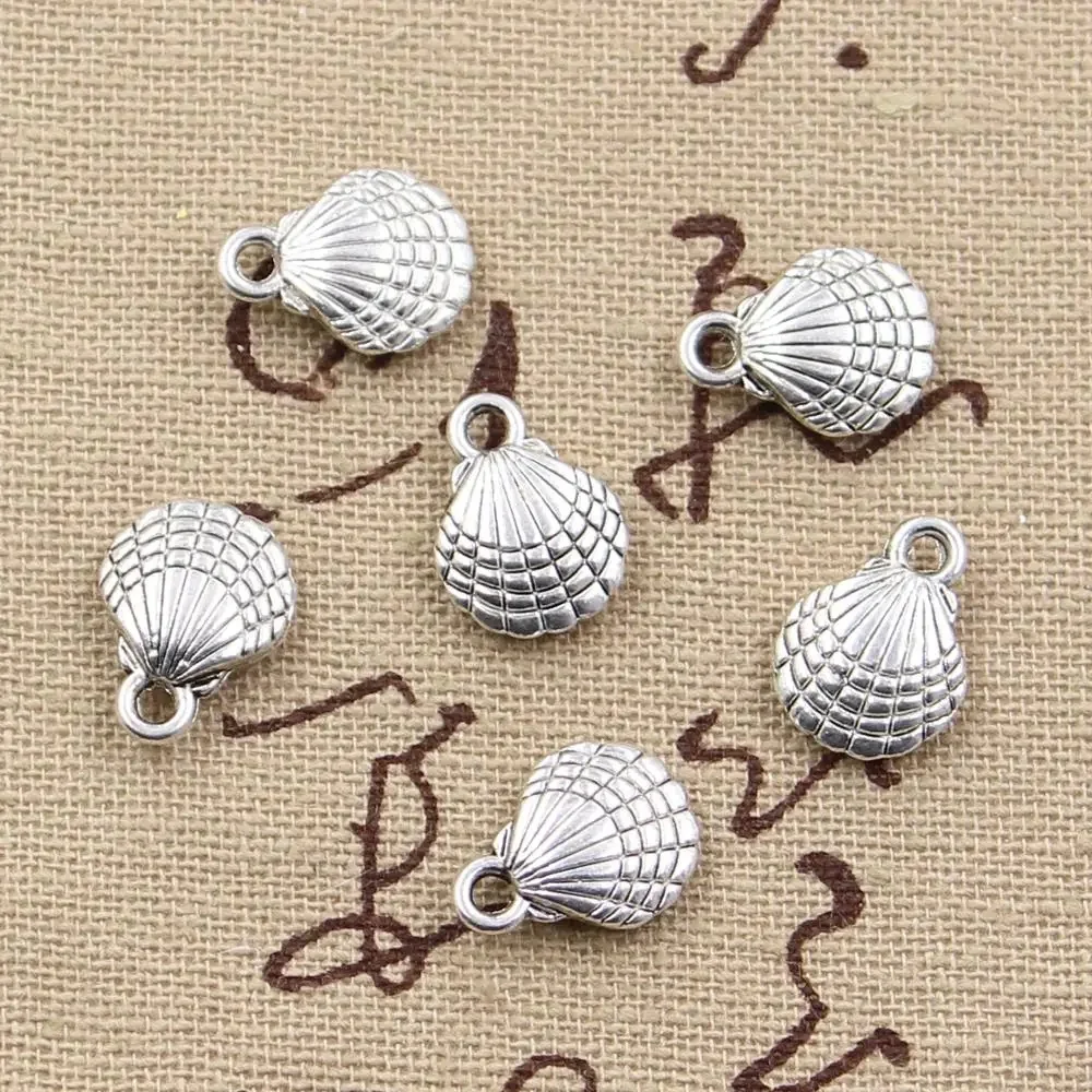 20 sztuk Charms dwustronne Shell 13x10mm antyczny brąz kolor srebrny wisiorki dokonywanie DIY Handmade tybetański brąz biżuteria — zdjęcie 2
