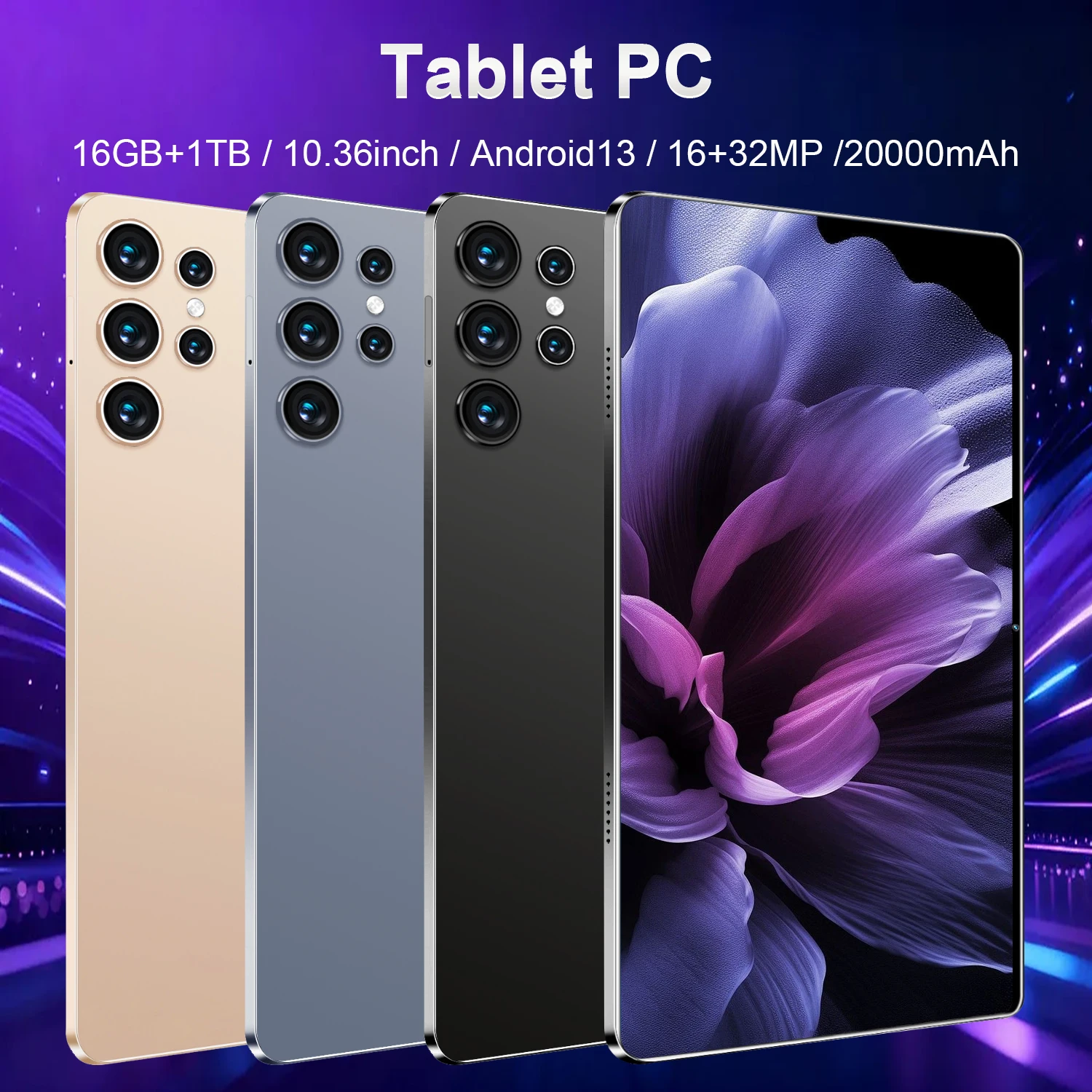 Picture 3: 10.36inch Android 13.0 Tablet Android 16GB RAM 1TB ROM 20000mAh 14core 16MP 32MP Dual Sim Card WIFI WPS tableta android