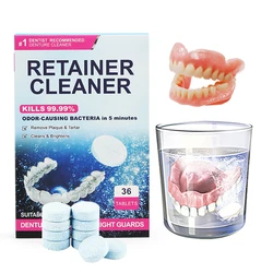 Efferdent Denture& Retainer Cleanser TabletsTravel Size Braces Cleaning Tablets for Sensitive Gums, Stain Removal & Fresh Breath