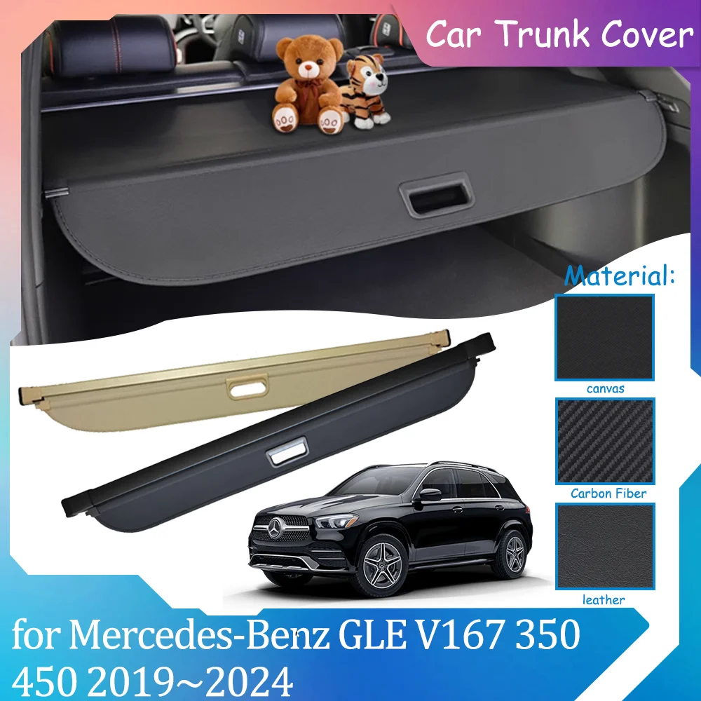 Car Trunk Covers for Mercedes-Benz GLE V167 350 450 2019~2024 Luggage Curtain Shelter Privacy Retractable Cargo Pad Accessories