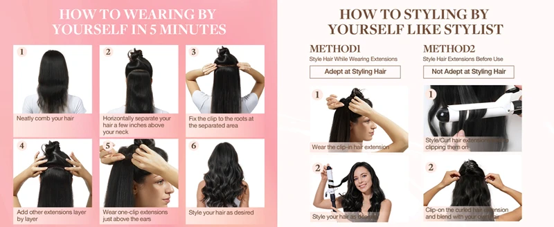 Glatte Echthaar-Clip-in-Haarverlängerungen, 100 % unverarbeitet, voller Kopf, brasilianisches Echthaar, natürliche schwarze Farbe, 8 Stück, mit 120 g – Detail 10