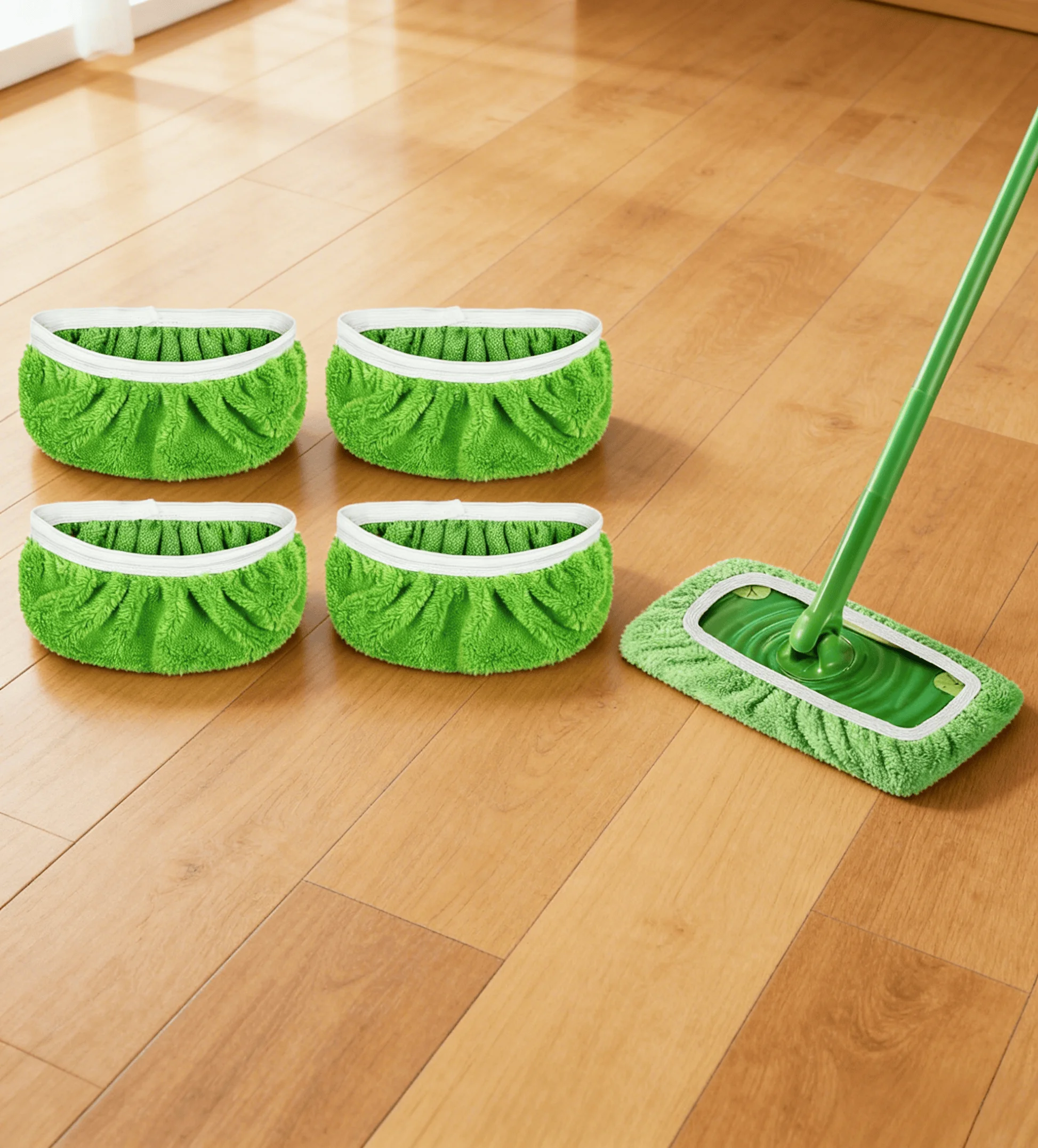 

Многоразовые стержни для швабры из 100% кораллового флиса, 4 упаковки влажных и сухих плоских чехла для швабры, моющиеся для ухода за поверхностью и паркетным полом