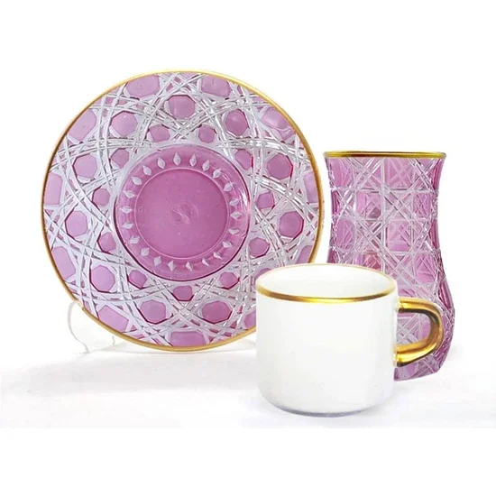 

Toygar Damla Asena Tea Coffee Set 6+6 Straw Pink