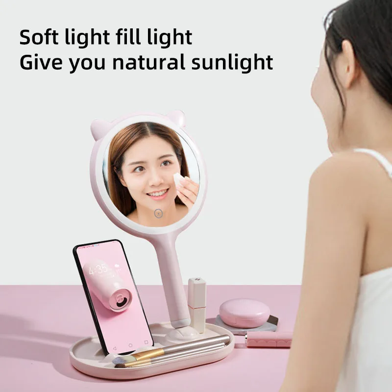 Espelho de maquiagem led carregamento usb luz de preenchimento espelho de beleza portátil espelho de beleza de mesa hd espelho de luz do dia