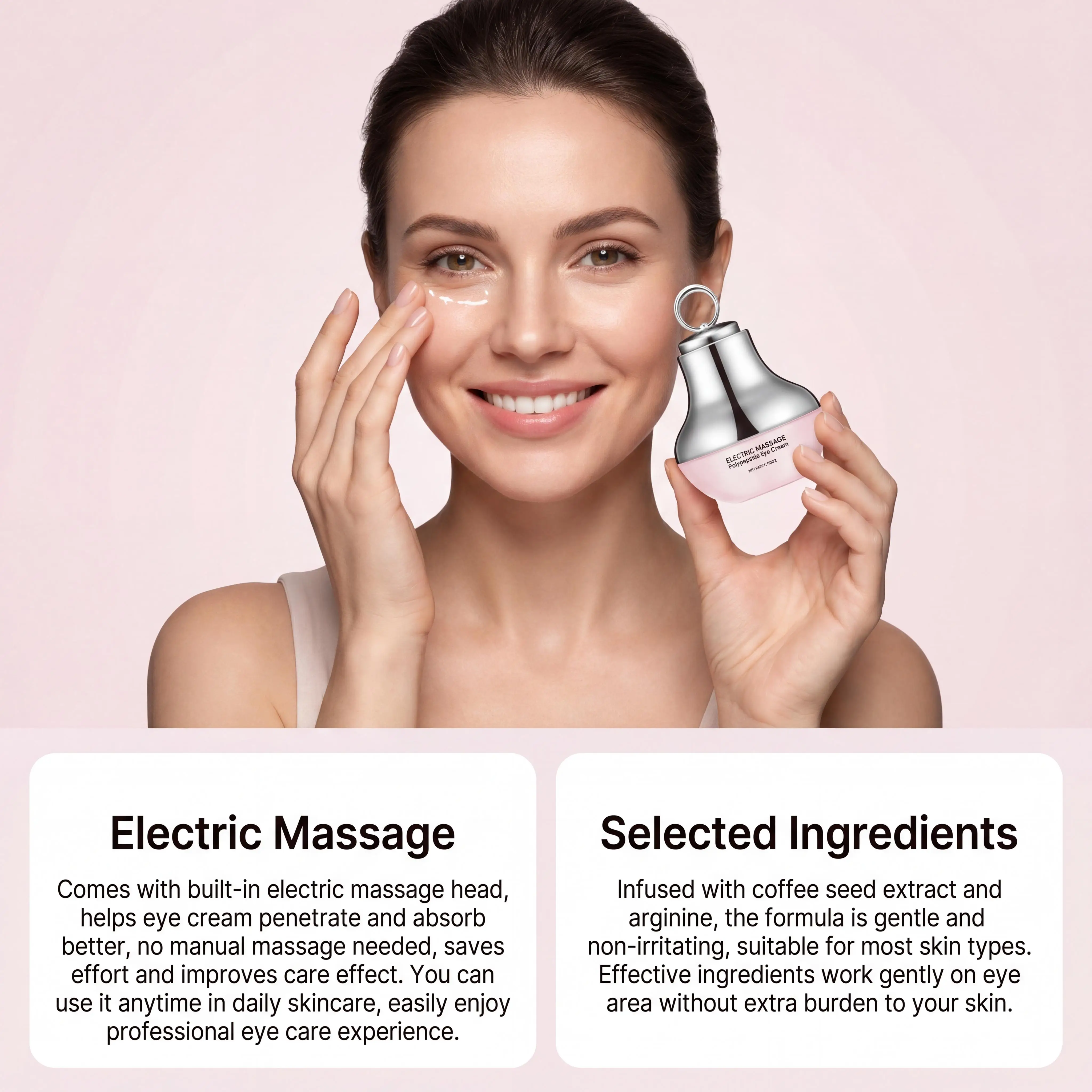 Electric Massage Eye Cream Vibration Tightening Moisturize Skin Fade Dark Circles Deep Nourishing Brightening Firming Lifting Eye Cream