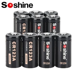 Soshine 10 szt. Bateria alkaliczna 3 V 1600mAh 3 V CR123A baterie litowe do aparatu cyfrowego bezprzewodowa mysz kalkulator alarmowy