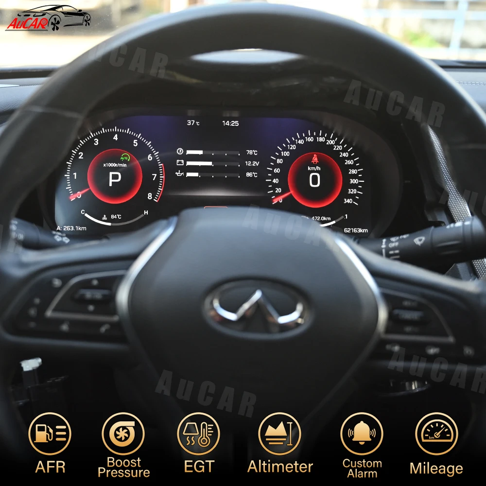 

AuCar 12.3''LCD Digital Cluster Multimedia Player Dashboard Meter Screen Linux instrument Cluster For Infiniti Q50 Q60 2014-2019