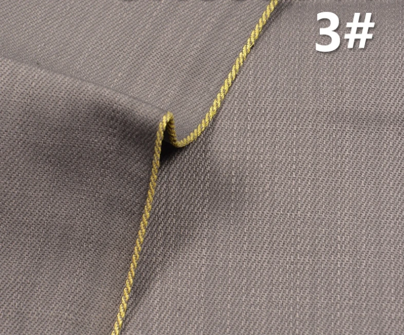 12.5oz Gray Selvedge Denim Fabric By The Yard Premium Gold Line Selvage Jean Jacket Trendy Cloth Material Wholesale W281424