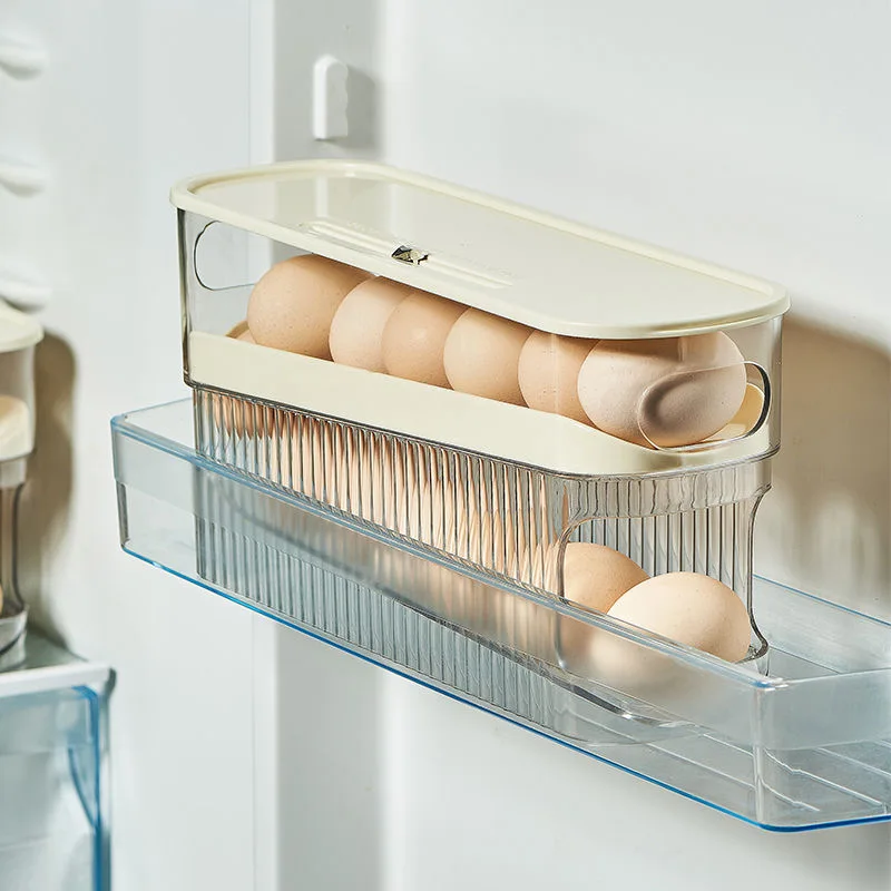 Refrigerator Egg Storage Box Automatic Scrolling Egg Rack Kitchen Egg Organizer Dedicated Egg Carton Rolli Egg Dispenser