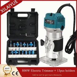 Elektrische Trimmer Houtbewerking 800W 30000Rpm Hout Router Machine Hand Diy Frezen Carving Graveren Power Tools Met Mill Cutter