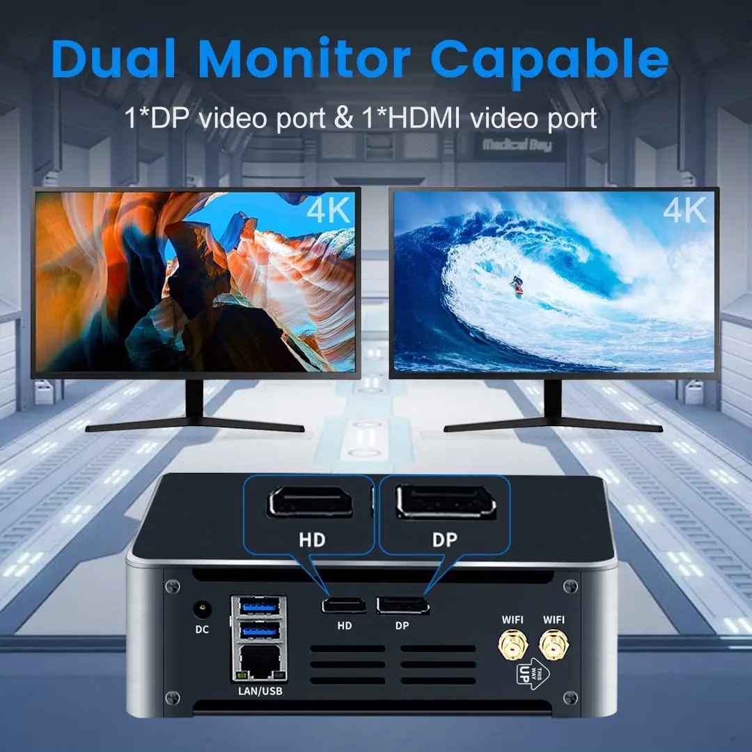 Partaker Mini PC Intel Core i7-10850H Windows 11 Linux DDR4 Gigabit Ethernet 300M WiFi DP HD-MI 4K Computer HTPC NUC