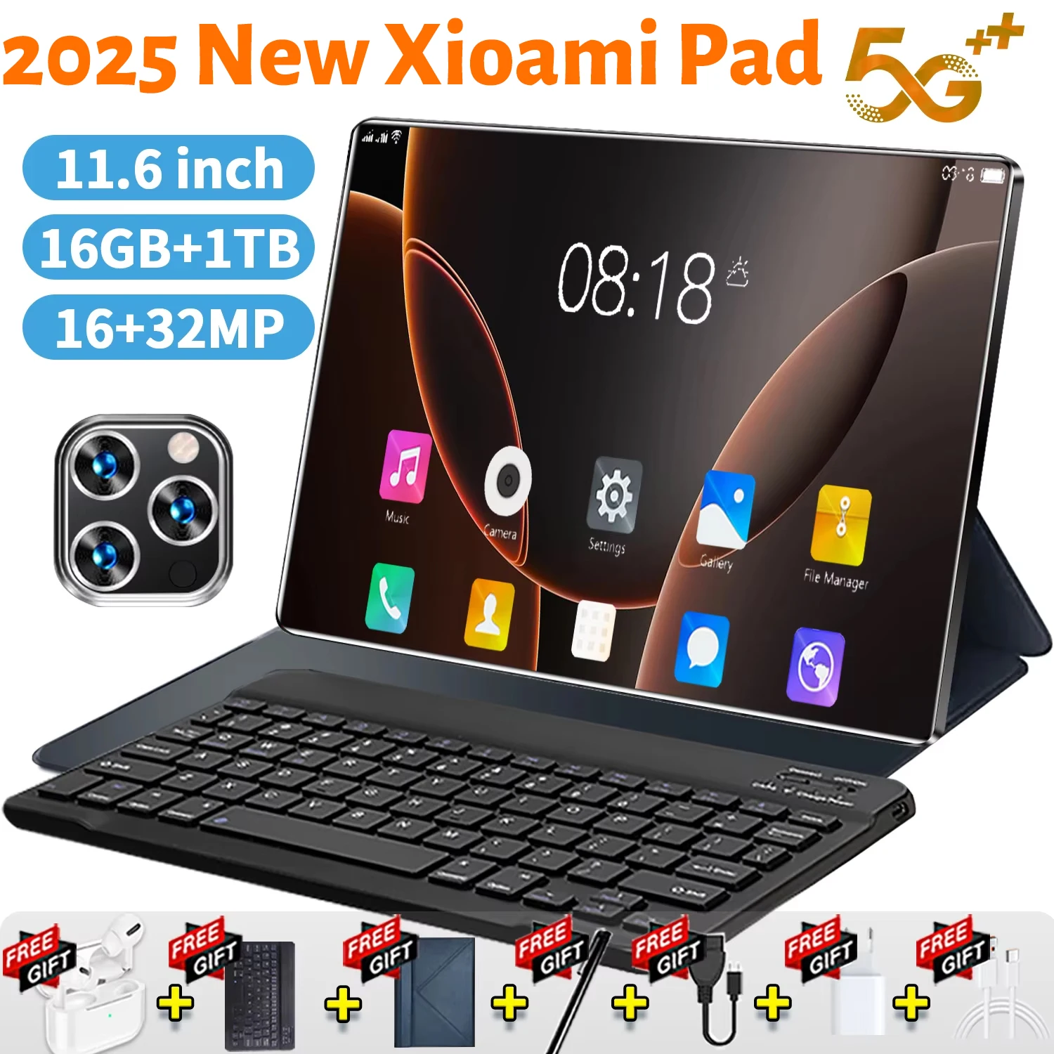 2025 5G Original 11.6 Inch Xioami Pad Tablet Android Dual sim 16GB Ram 1TB Rom Android 13.0 20000mAh Network Bluetooth Tablets