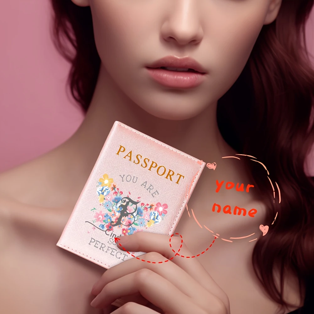 

Pink Custom Name Floral Butterfly Slim Travel Passport Wallet Foldable ID Card Organizer Durable Travel Accessory