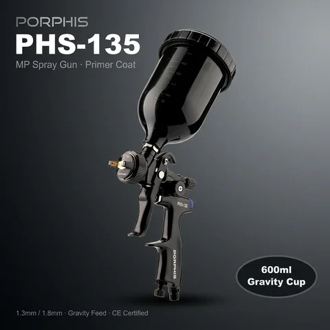 Original PORPHIS Spray Gun PHS-135 1.3mm/1.8mm Nozzle  For Painting Car Aerograph Repair Spray Gun Air Tools Oil And Water Paint