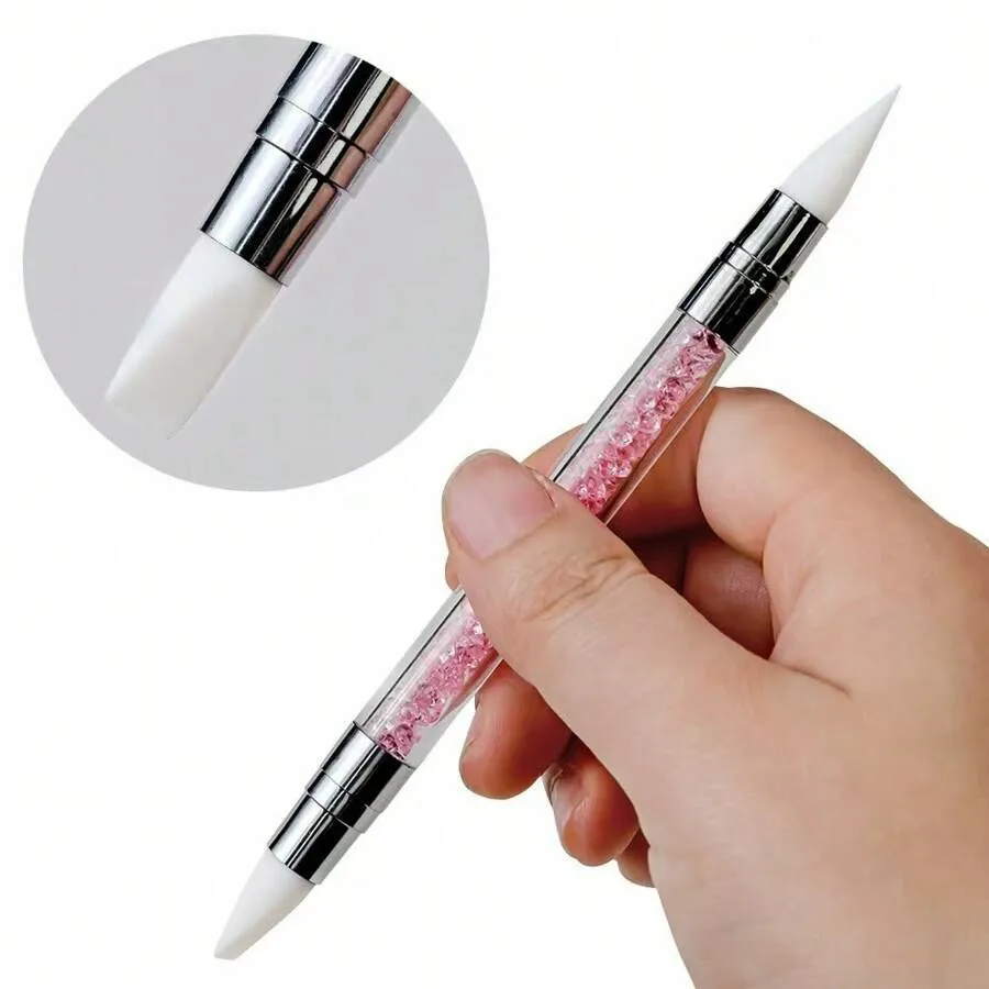 Stylo sculpté en Silicone à Double extrémité pour Nail Art, mélange multifonction de Gel, stylo constructeur d'ongles, peinture/Sculpture, brosse à ongles, 5 pièces