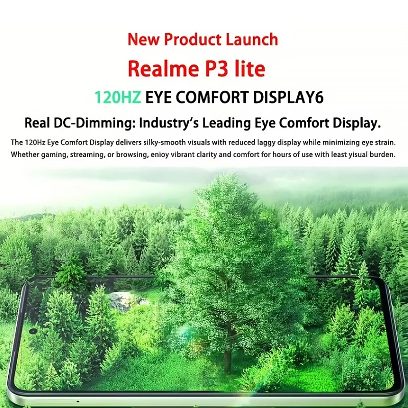 【Brand+】Versión Global realme P3 Lite 4G, 6000mAh 15W, Pantalla de 6.67″ 120Hz, Cámara IA de 50MP, UNISOC T7250, 8+256GB, IP54, NFC 5