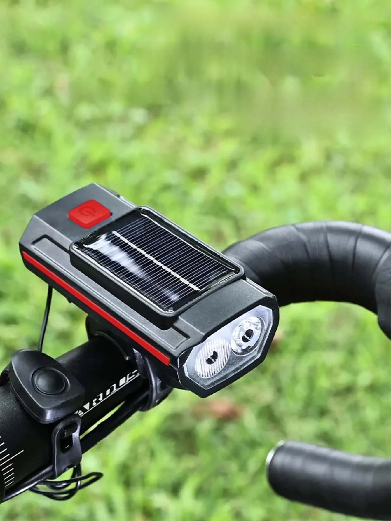 AliExpress NONE Solar Bicycle Light with Horn 120dB TYPE-C Rechargeable MTB Road Bike Front Lamp Flashlight Bicycle Light 1200 mah