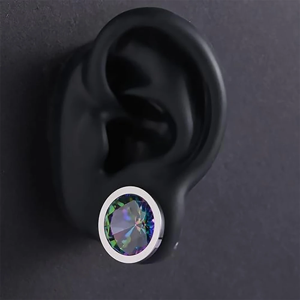 1 Set of 4 Pairs Color Zircons and 1 Pair Surgical Ear Tunnels Ear Stretcher Gauge Plug Ear Lobe Expander Piercing Jewelry