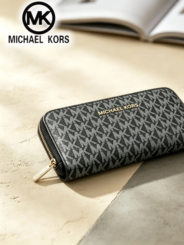 MICHAEL KORS Women's Casual Fashion Long Zipper Wallet MK Classic Letter Flower Wallet Multi functional Wallet Card Bag view 5