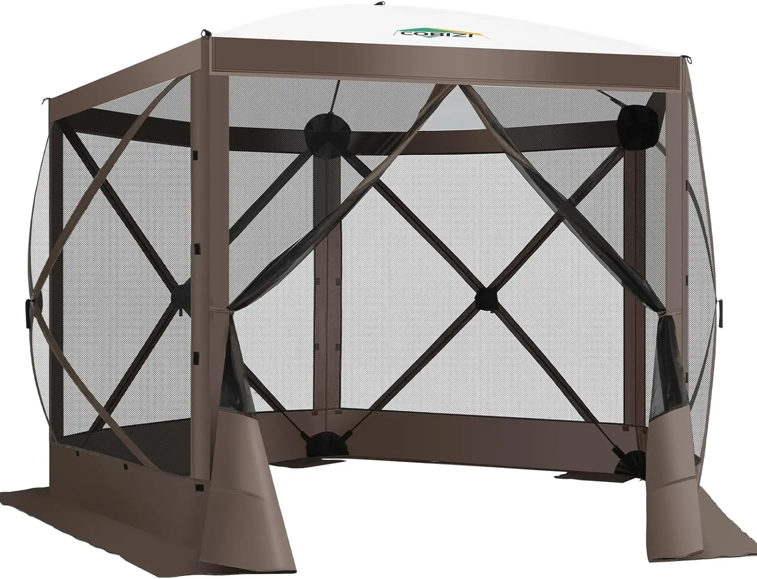 

10x10ft Pop Up Gazebo Screen House Tent For Camping Canopy Awning With Mesh Windows Outdoor Quick-Set Hub Tent Without Sidewall