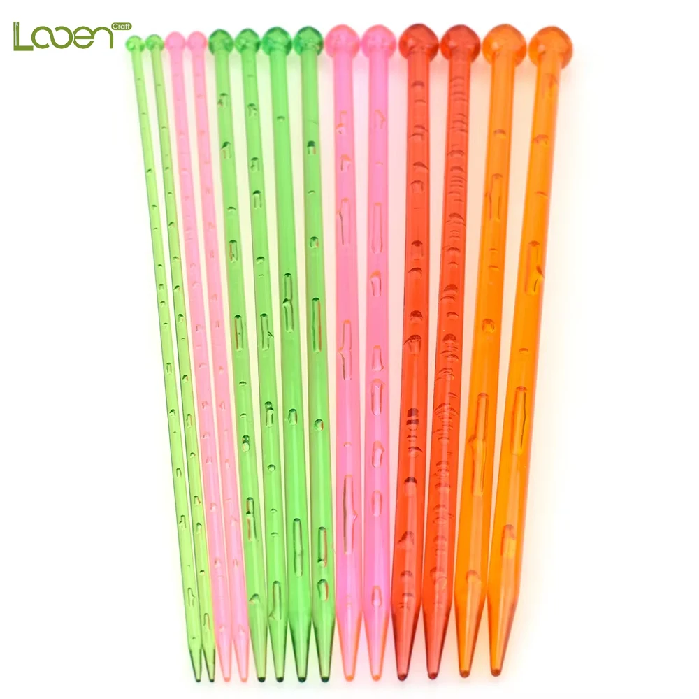 

14pcs/set knitting straight needles, 4mm-10mm, DIY crystal plastic sweater needles