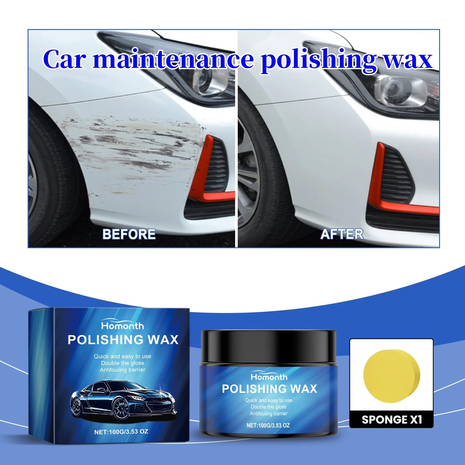 

Homonth Car Maintenance Polishing Wax Car Paint Polishing Maintenance Polishing Refurbished Deep Cleaning Antioxidant Care Wax