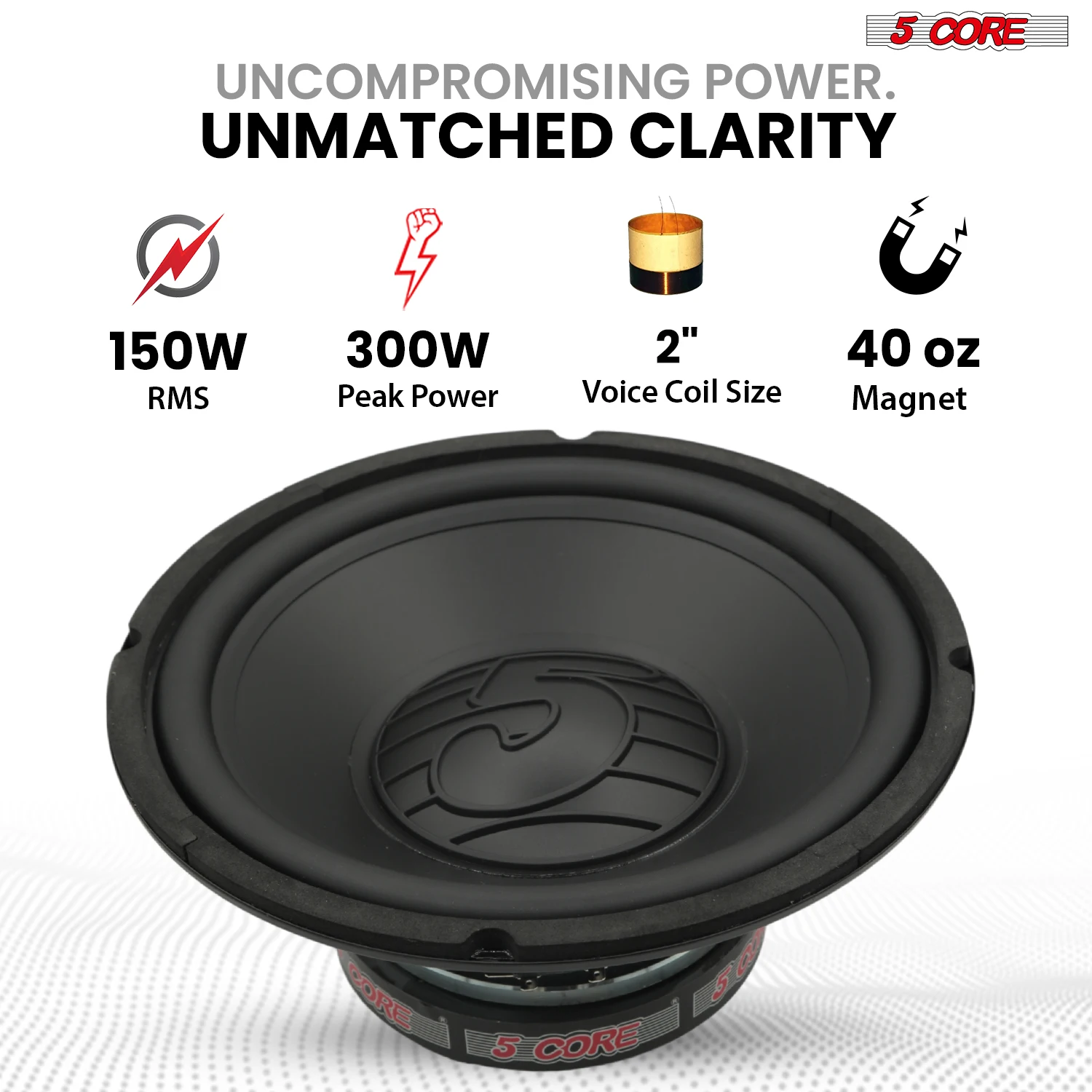 5 Core 10 Inch Woofer 300W Car Subwoofer 4Ohm Replacement Deep Sub w Poly Cone-WF 10 140 PP 4OHM