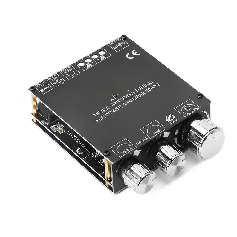 Carte amplificateur de caisson de basses Bluetooth 5.0 TPA3116D2 50W+50W, amplificateur audio stéréo haute puissance 2.0 canaux, AUX USB,