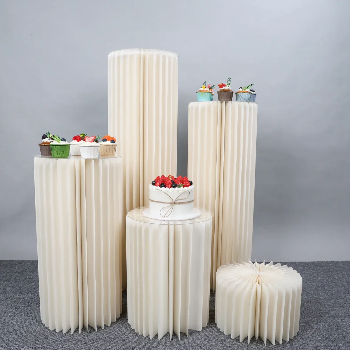 Colonne romaine pliante en papier nid d'abeille, accessoires de fête d'anniversaire et de mariage, présentoir de fenêtre, Table à Dessert pour Banquet, décorations du Ramadan