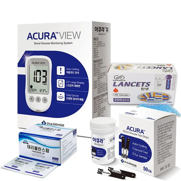 AcuraVue blood glucose meter + blood glucose test sheet 60 pieces plus 200 lancets + 100 alcohol Cotton